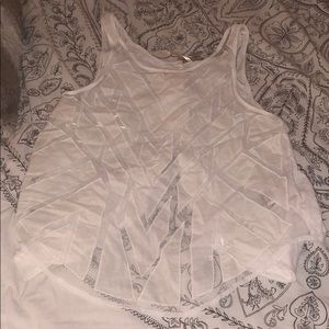 White Sheer Design Loose Tank